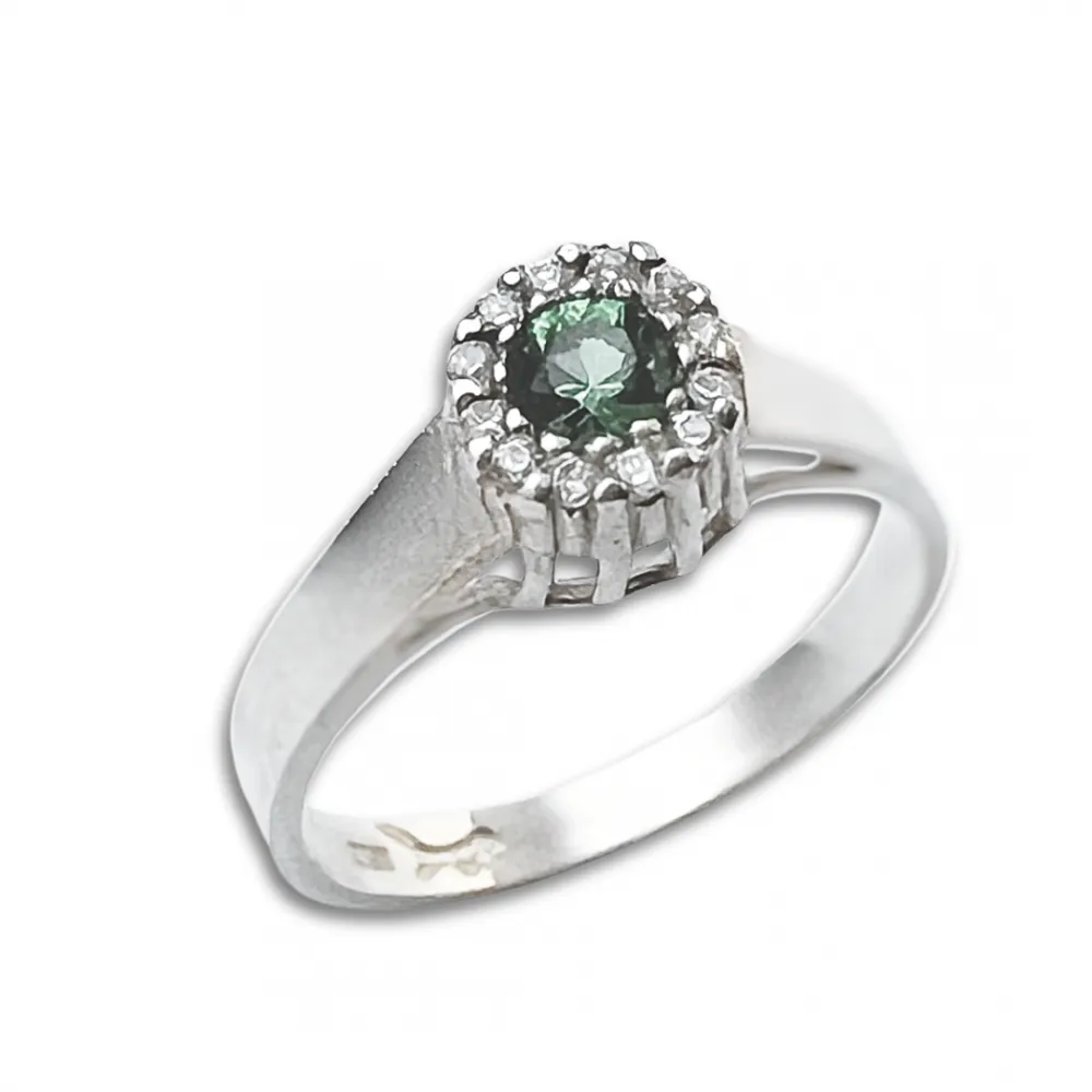 Anel de formatura prata 950  verde - ACH120