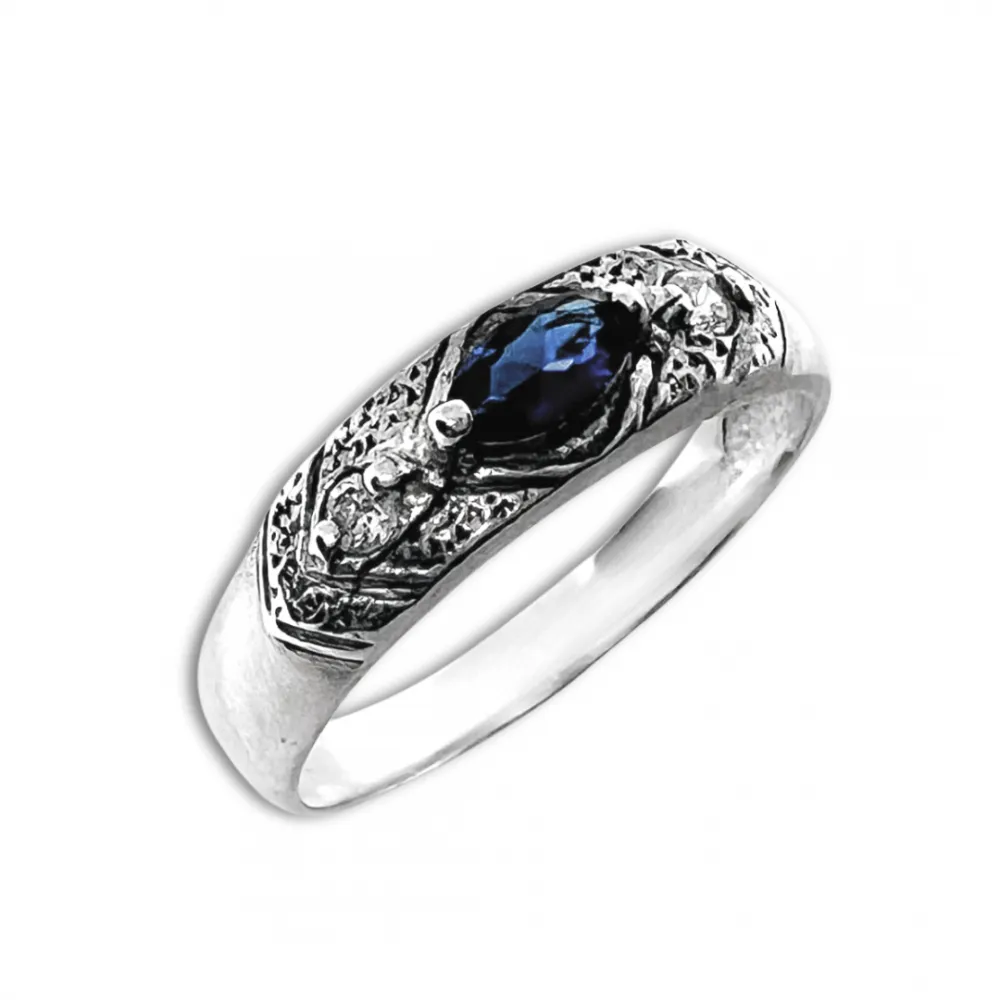 Anel de formatura prata 950 azul - AN392 Imagem