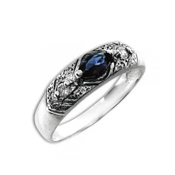 Anel de formatura prata 950 azul - AN392