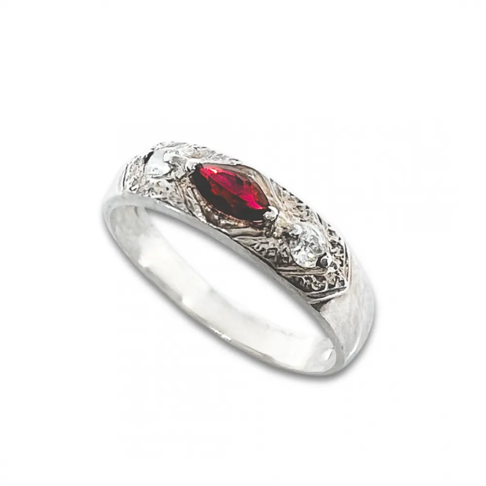 Anel de formatura prata 950 vermelho - AN392 Imagem