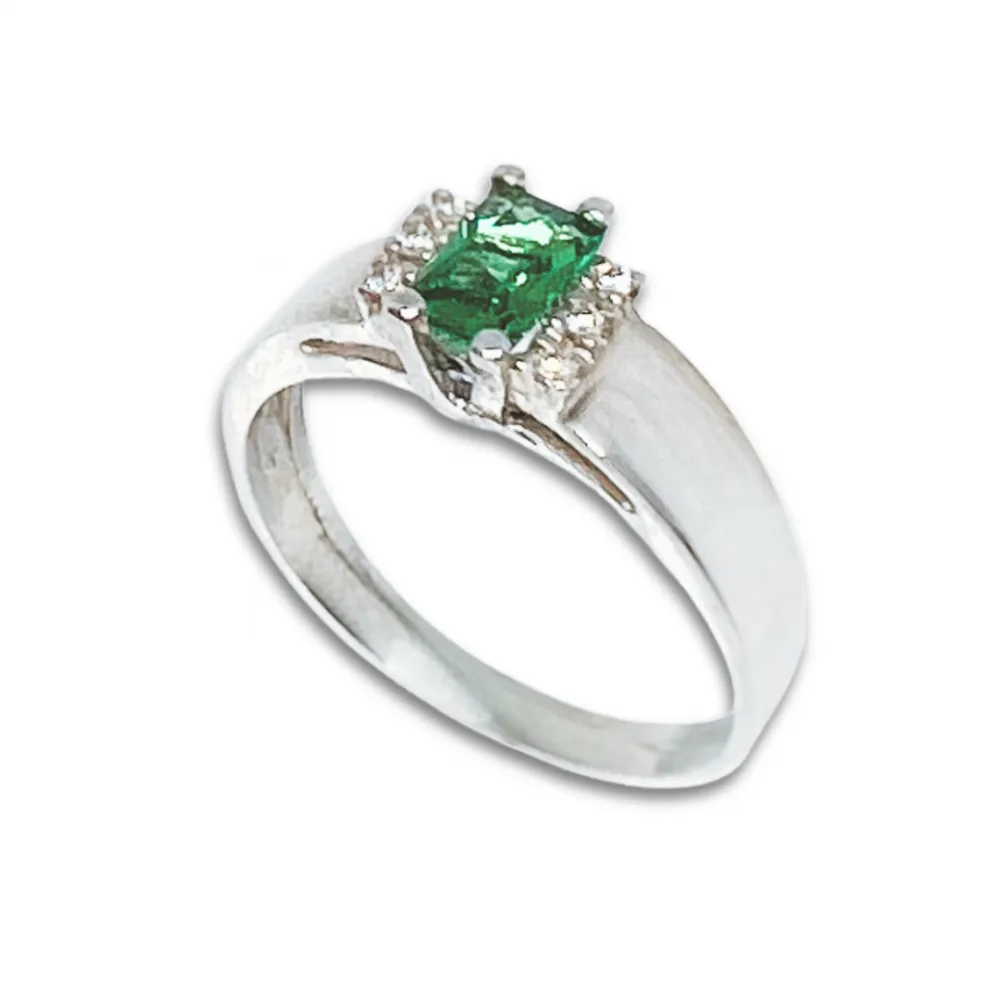 Anel de formatura prata 950 verde- AN300 Imagem