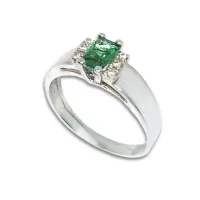 Anel de formatura prata 950 verde- AN300