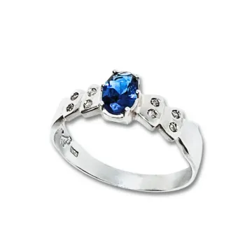 Anel de formatura prata 950  azul - AN315