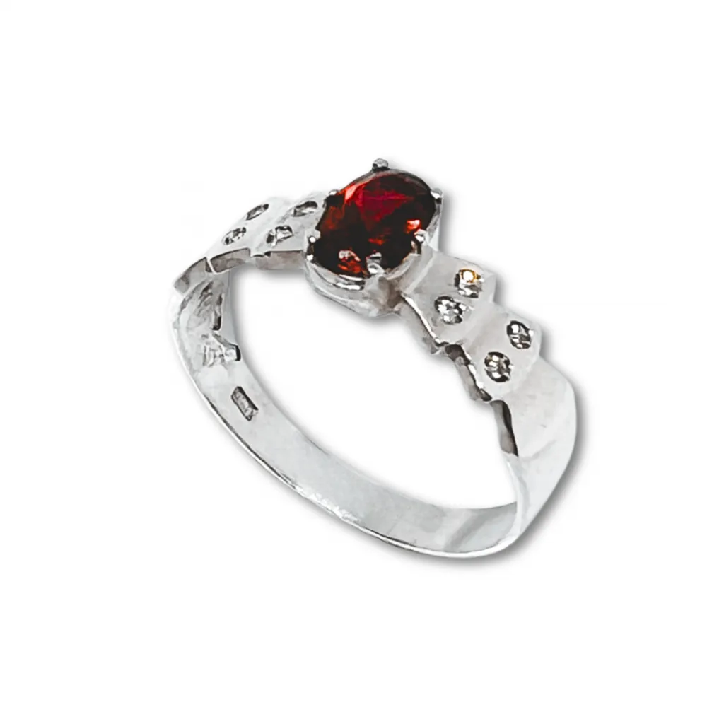 Anel de formatura prata 950 vermelho - AN315 Imagem