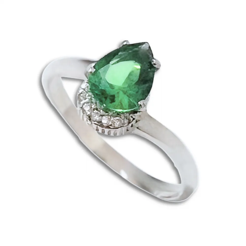 Anel de formatura  de prata alta 950 - verde - AN391 Imagem