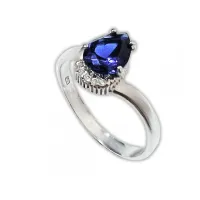 Anel de formatura  de prata alta 950 - azul  - AN391