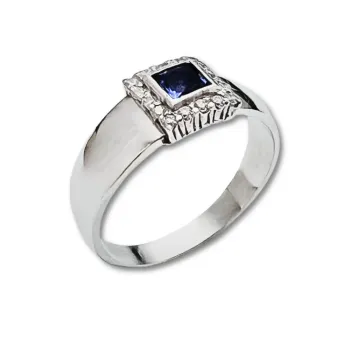 Anel de formatura prata alta 950 - azul - AN400