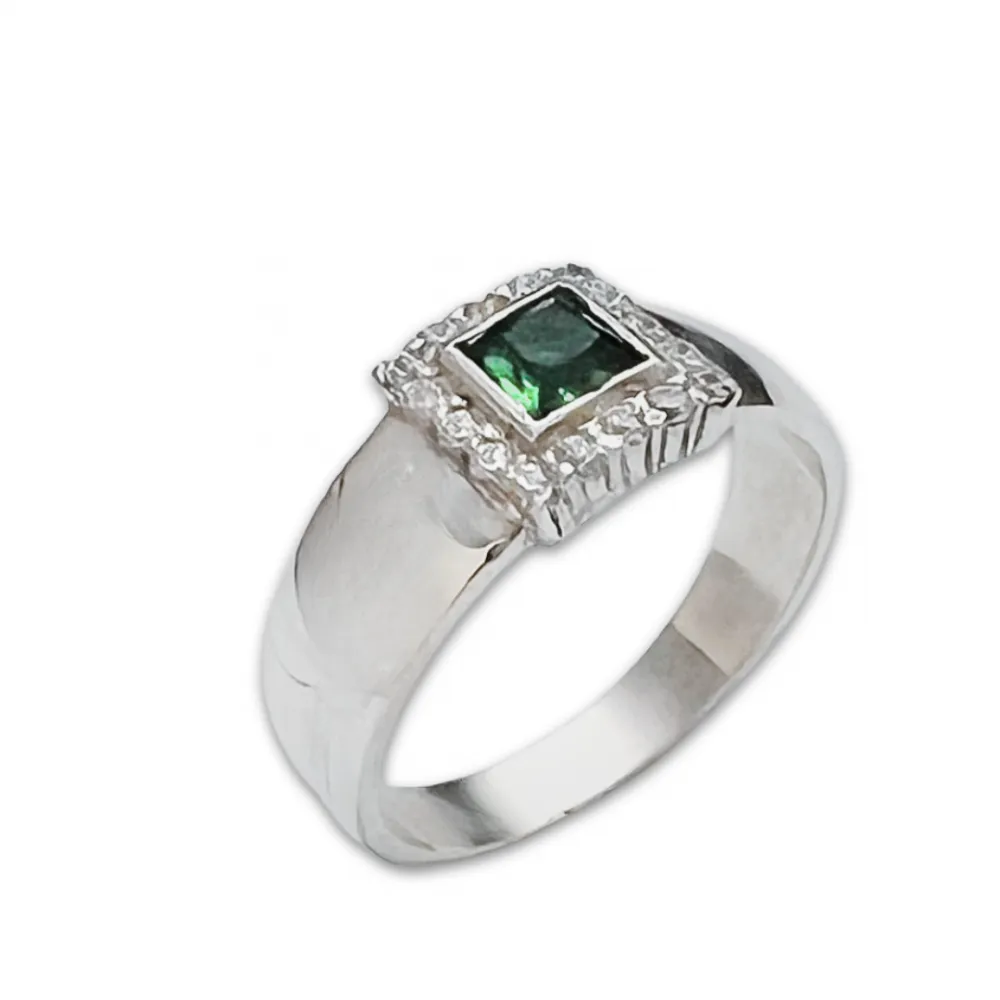 Anel de formatura prata alta 950 - verde-  AN400