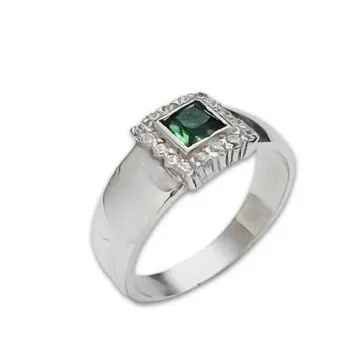 Anel de formatura prata alta 950 - verde-  AN400