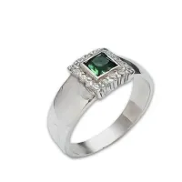 Anel de formatura prata alta 950 - verde-  AN400