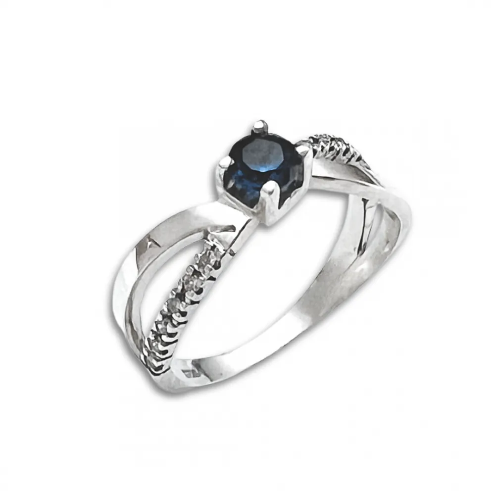   Anel de formatura prata 950 - azul - AN325