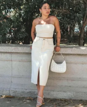 SAIA MIDI JEANS OFF WHITE  (tamanho 38)