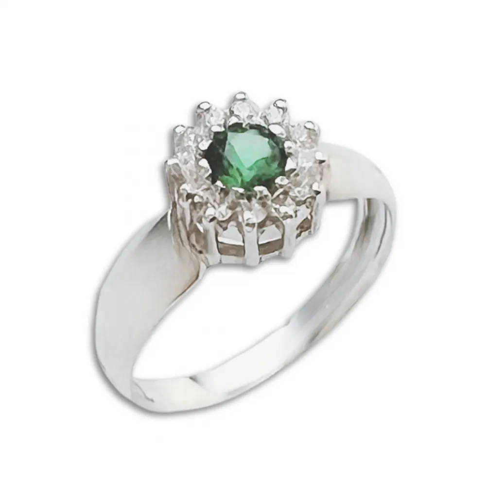 Anel de formatura prata 950 - verde - AN365 Imagem