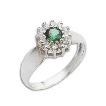 Anel de formatura prata 950 - verde - AN365