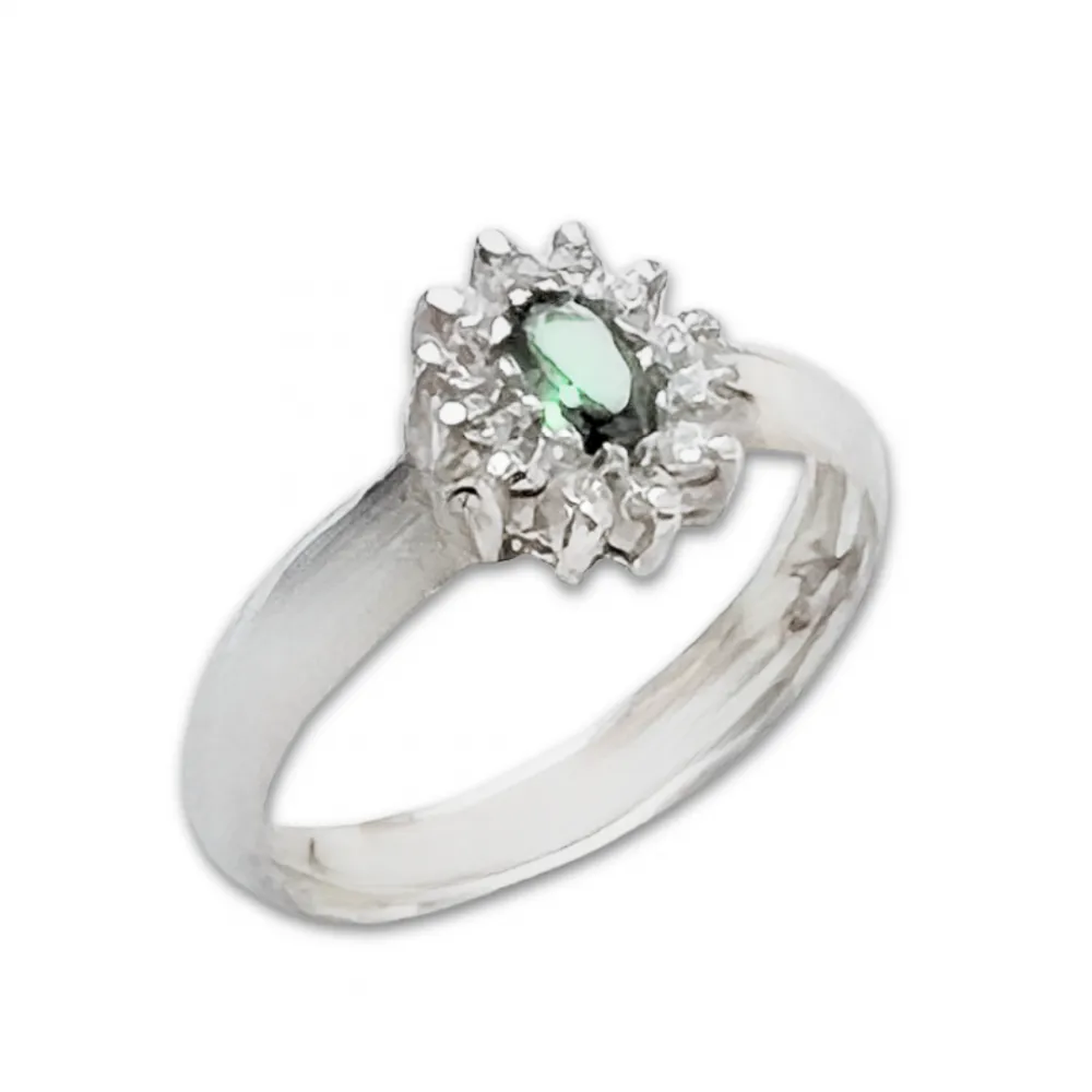 Anel de formatura prata 950 - verde - AN360 Imagem