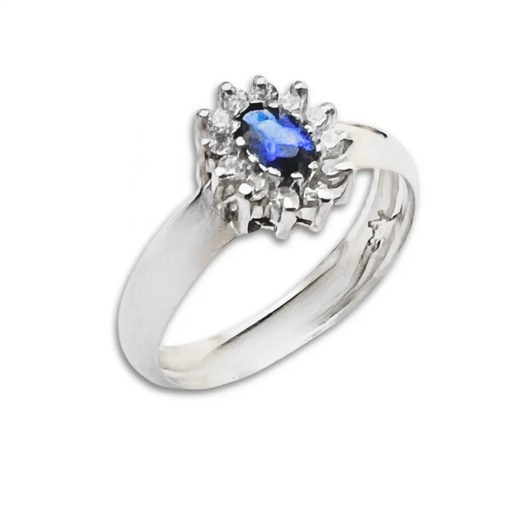 Anel de formatura prata 950 - azul - AN360 Imagem