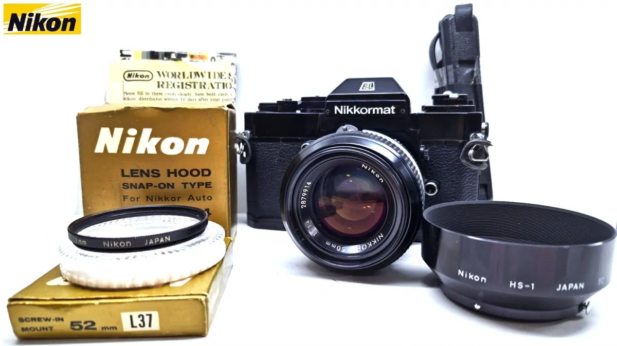 Câmera Nikon Nikkormat EL Black (1972) lente Nikkor 50mm f/1,4 - Impecável 