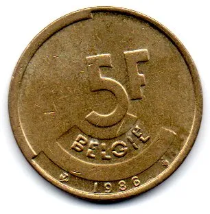 Bélgica - 1986 - 5 Francs Imagem