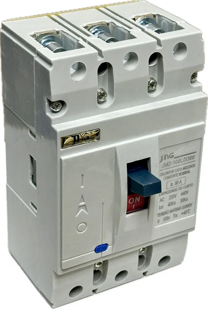 Cópia de Disjuntor em Caixa Moldada Trifásico Jng Jm2-100L 80a 40Ka Novo 