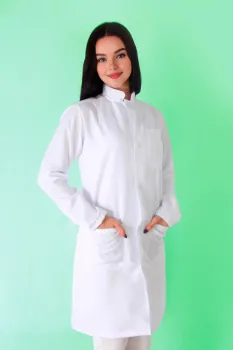Jaleco Feminino Gola Padre Manga Longa Branco Oxford