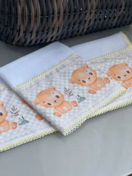   DUPLINHA BOCA+OMBRO C/BARRADO/Picueta -3urso fundo bege