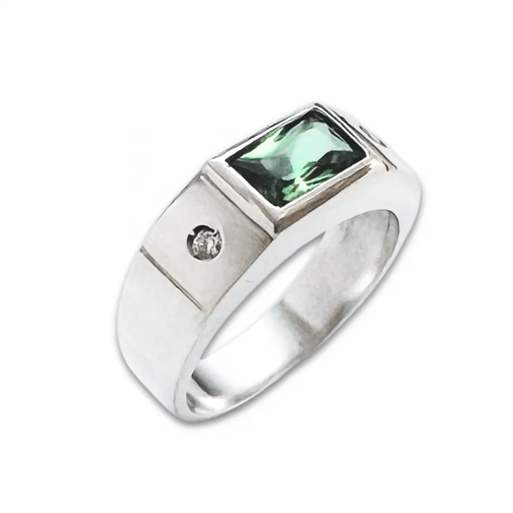 Anel de formatura prata 950 - VERDE -  AN420 Imagem