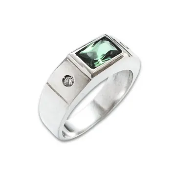 Anel de formatura prata 950 - VERDE -  AN420