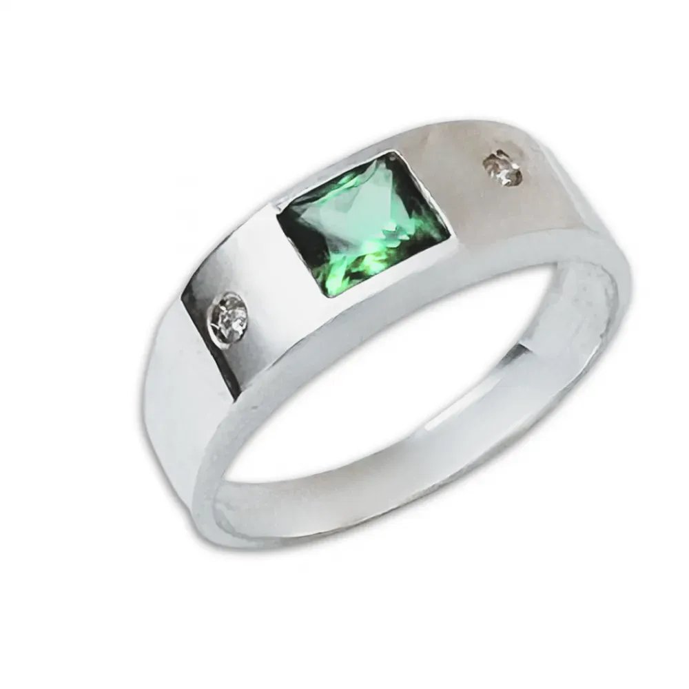 Anel de formatura prata 950 VERDE - AN020.1 Imagem