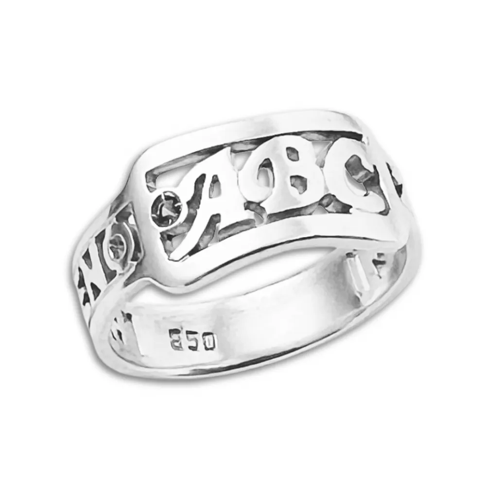 Anel de formatura prata 950 - ABC - ABC10