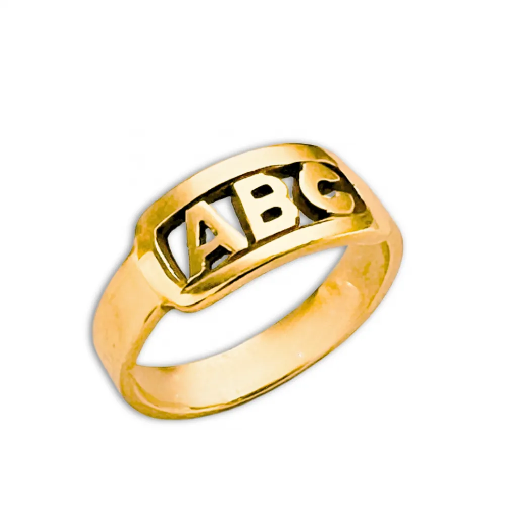 Anel de formatura prata ABC com banho de ouro  - ABC470 Imagem