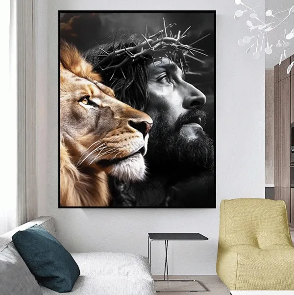  Quadro Cristo e Leão 01