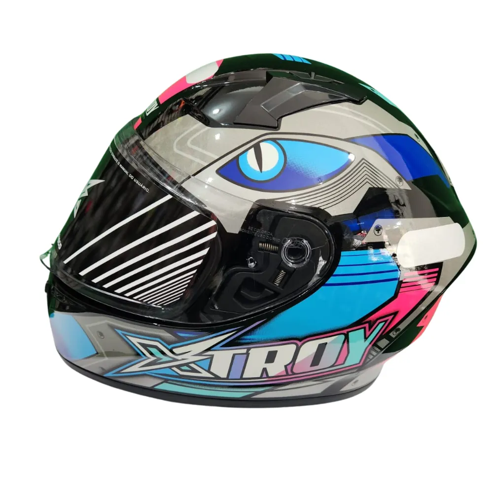 Capacete Ebf Xtroy FF 526 THANOS Preto /Azul / Rosa