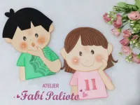 G1.762 Gabarito de Moldes  em MDF  Meninos Surpresos - Foto 3