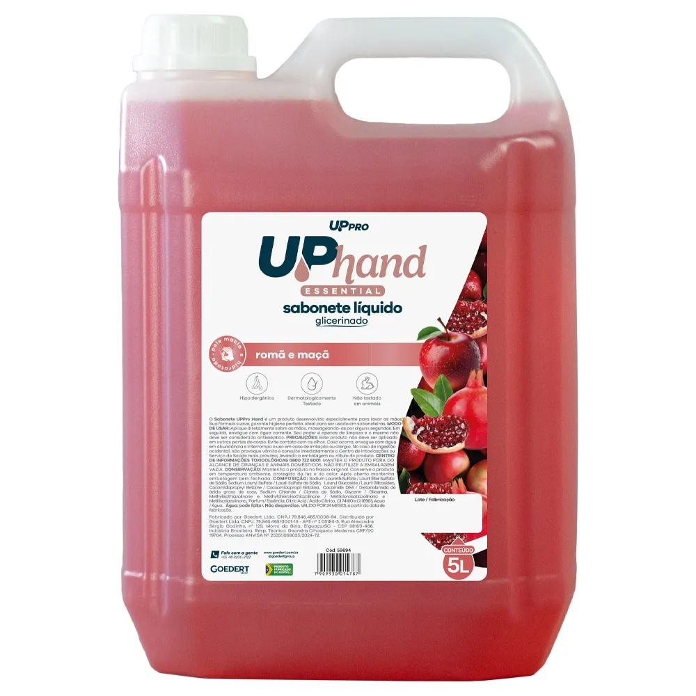 Sabonete Líquido Glicerinado 5L (Vermelho) Romã e Maçã Up Hand – UPPRO Imagem