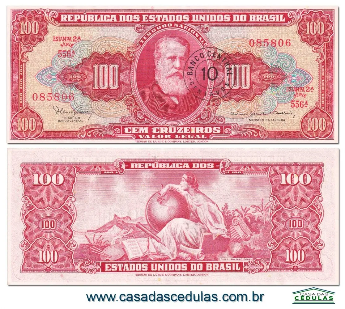 C117 - 100 Cruzeiros (D. Pedro II ) - Fe C/C de 10 Centavos Imagem