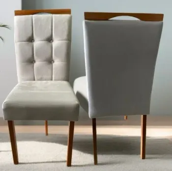 Kit 2 Cadeiras Nicole Mel/Veludo Bege – OURO DECOR