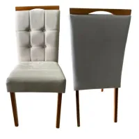 Kit 2 Cadeiras Nicole Mel/Veludo Bege – OURO DECOR - Foto 2