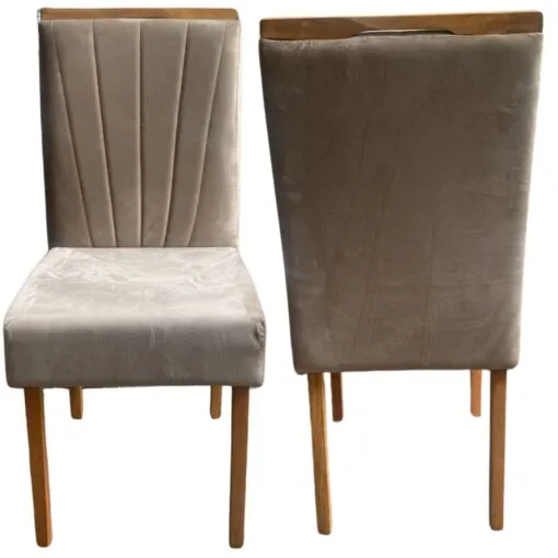 Kit 2 Cadeiras Patrícia Imbuia Mel Veludo Bege 401 – AVALON DECOR Imagem