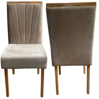 Kit 2 Cadeiras Patrícia Imbuia Mel Veludo Bege 401 – AVALON DECOR