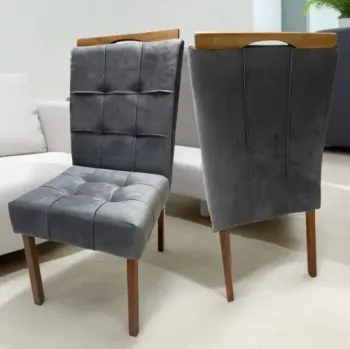 Kit 2 Cadeiras Sophia/Capri Mel/Veludo Grafite – WM DECOR