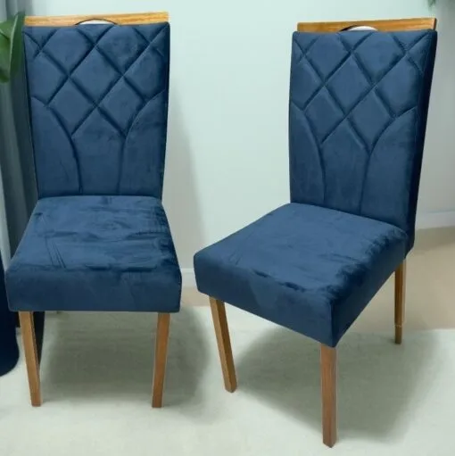 Kit 2 Cadeiras Stella Mel Naturale Azul – CLEFATOS DECOR Imagem