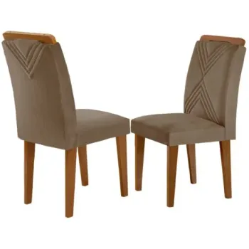 Kit 2 Cadeiras Amsterdã Imbuia/Veludo Capuccino – RUFATO