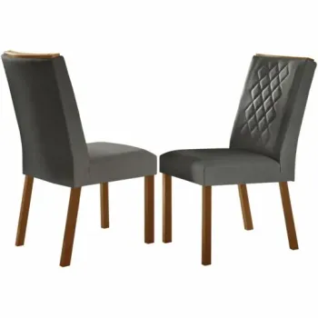 Kit 2 Cadeiras Jade Imbuia/Linho Grafite – RUFATO
