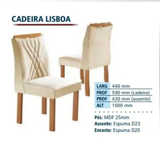 Kit 2 Cadeiras Lisboa Cinamono/Bege – CEL MÓVEIS Imagem