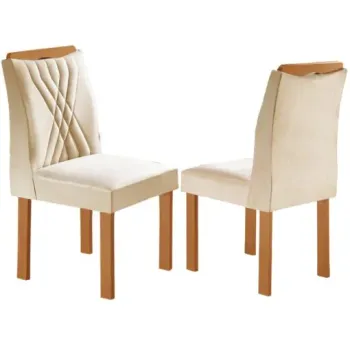 Kit 2 Cadeiras Lisboa Cinamono/Bege – CEL MÓVEIS