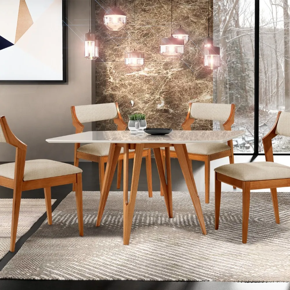 Mesa de Jantar Sparta com 4 Cadeiras Sparta 120x90cm Imagem