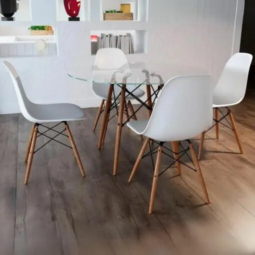 Mesa Redonda DKR 90 com 4 Cadeiras DKR PP Branco – OR DESIGN Imagem