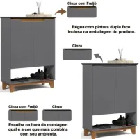 Sapateira Hall Flow Cinza/Freijó – EJ MÓVEIS - Foto 3