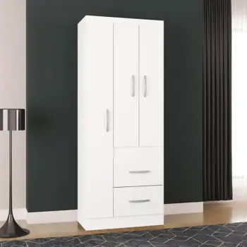  Roupeiro Milão 3 Portas 2 Gavetas Branco Larg. 0.68m Poquema 