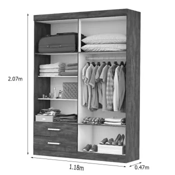 Roupeiro Hércules 04 Portas 02 Gavetas Com Espelho 1.18m Cinamomo/Off - Foto 2